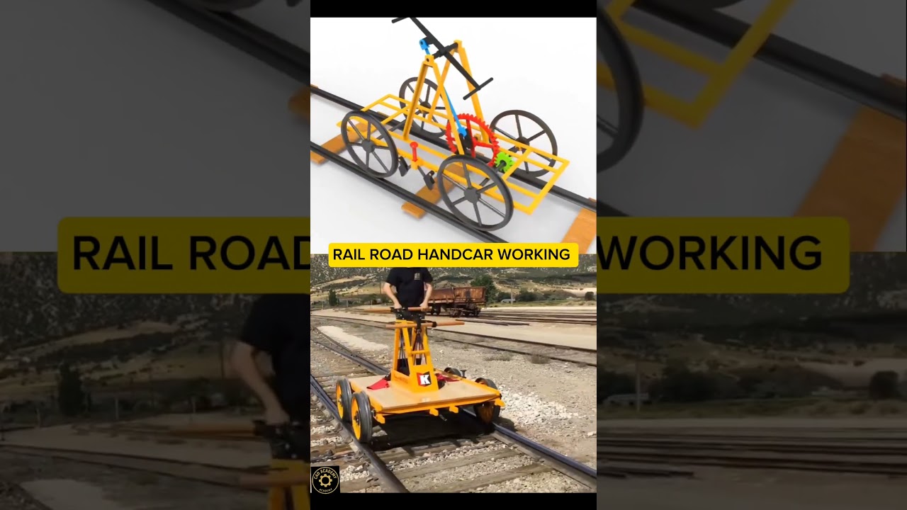 Railroad Handcar Working Mechanism: Simple Gear & Linkage Power Transfer