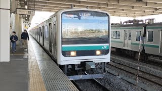 E501系ｶﾂK753編成（幕車）が普通いわき行きとして勝田駅3番線を発車する動画（2023.3.5）