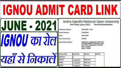 Ignou hall ticket june 2021 /  ignou hall ticket download link /  ignou hall ticket download 2021
