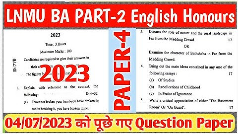 LNMU BA PART-2 English Honours Paper-4 2023 Asked Question Paper review.