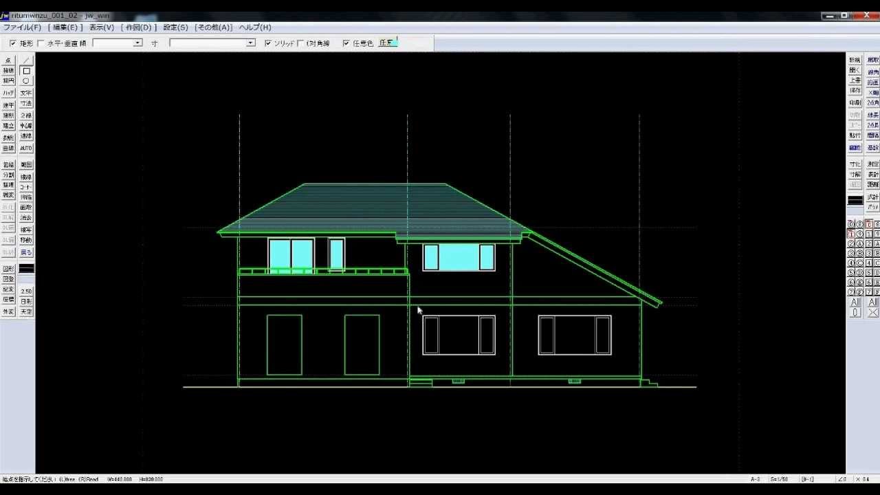 JWCADで立面図を描く（14）ソリッド（塗りつぶし） YouTube