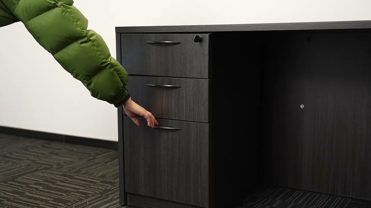 Elevate Your Office: ALFA L-shaped Height Adjustable Executive Standing Desk with Storage Cabinet