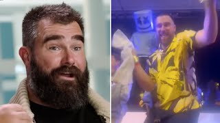 Jason Kelce REACTS to Travis Kelce Dancing To ‘Love Story’ at Las Vegas Party