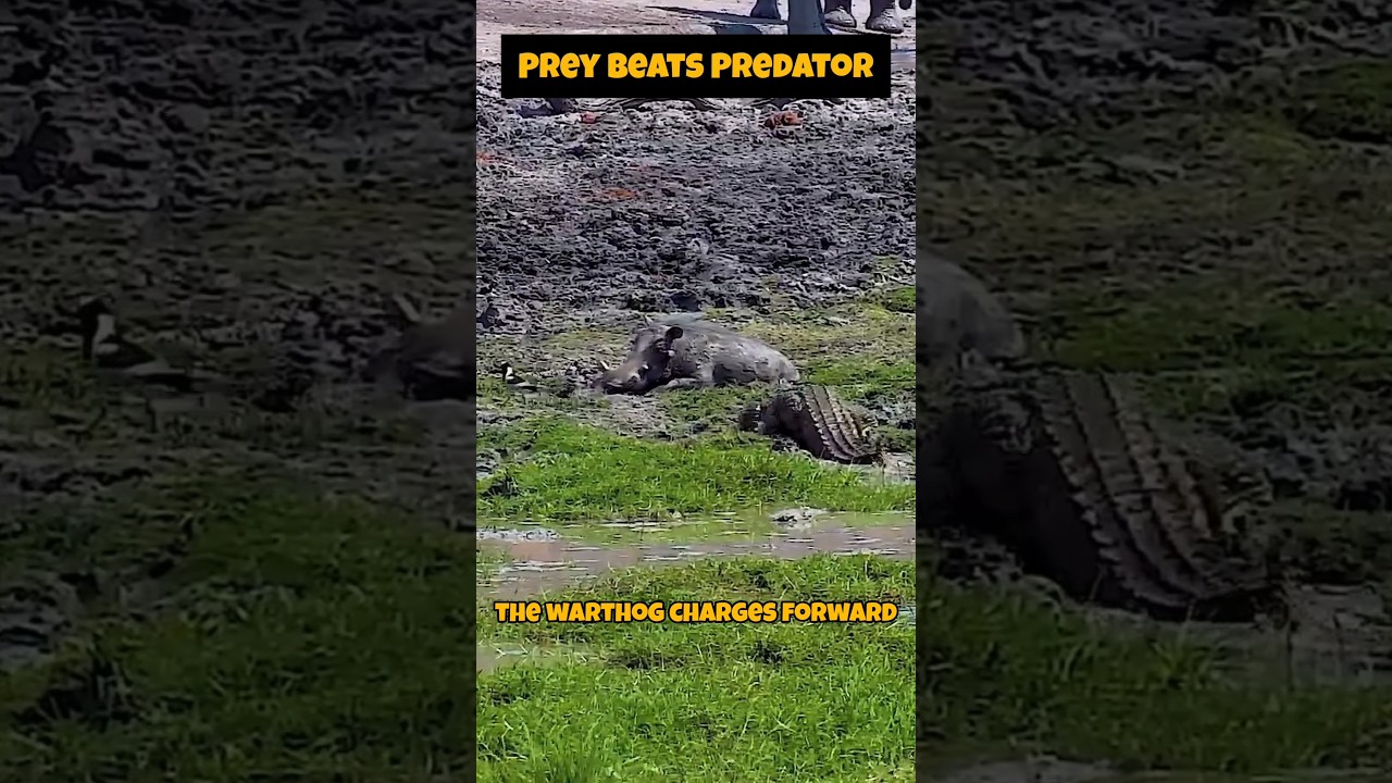 Бородавочник побеждает Крокодила в эпической битве «Добыча против Хищника»!