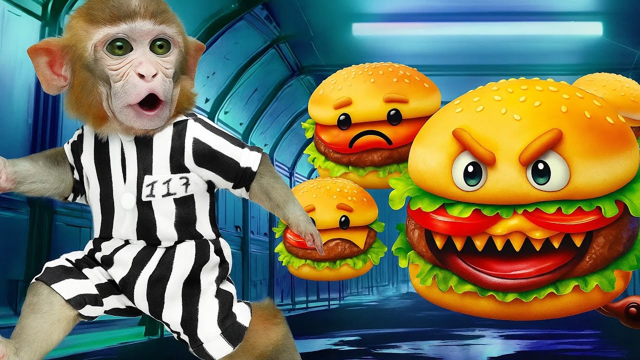 ¡El mono Bon Bon escapa del monstruo hamburguesa! 🍔| MONO BIBO ESP
