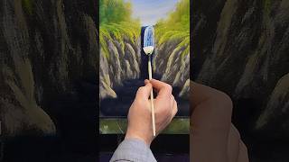 Bob Ross Fan Brush happy little Waterfall #bobross #paintingshorts