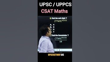 Find unit digit । cyclicity of 9 । CSAT maths for upsc and uppcs 2024 #upsc #csat #maths #shorts