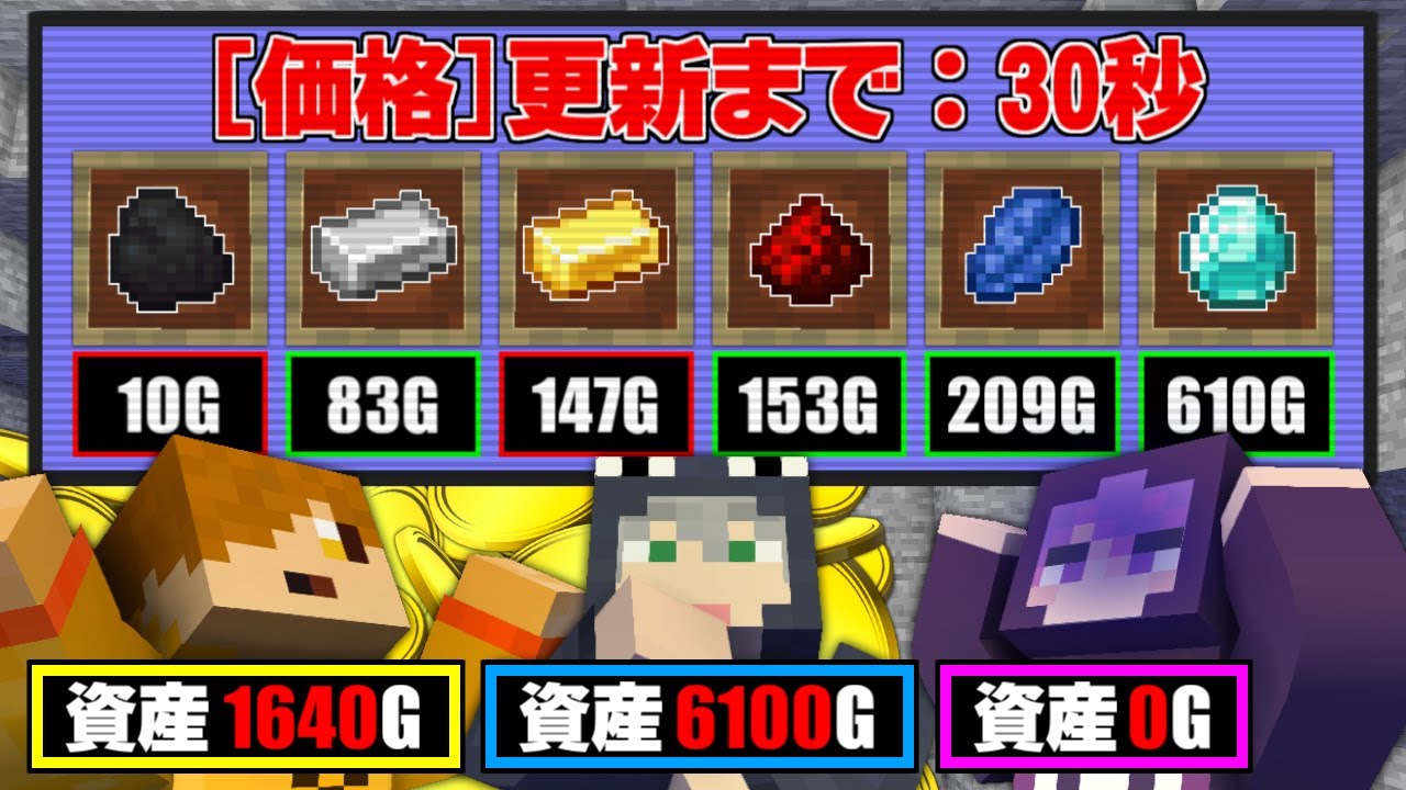 【マインクラフト】 鉱石を採るのにお金が掛かる世界?【日常組】