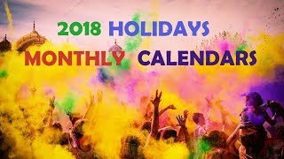 2018 Calendar With Holidays, Public Holiday, Observances, Festivals