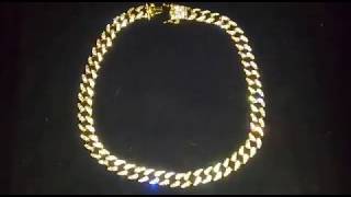 Venta cadena cubana 1,3 cm dorada brillante diamantes artificiales mercadolibre arg