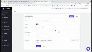 How merchant create a return rule at Shopify app FlexReturn