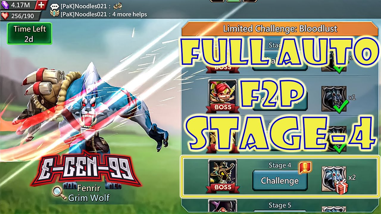 Lords Mobile Limited Challenge Bloodlust Stage 4 FULL AUTO  Grim Wolf Stage 4 F2P Guide