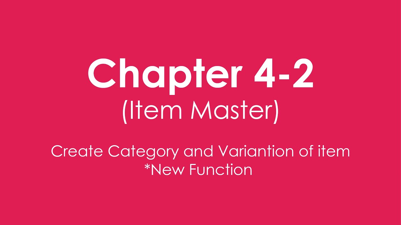Step 4-2 Item Master ( Create Category and Variation of item) - YouTube