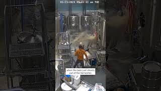 Beer Explodes out of Fermenter at Brewery, Sending Worker Flying #shorts Resimi