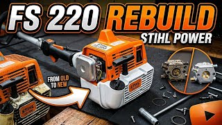 STIHL FS 220 Full Rebuild! Carburetor, Oil Seals, Clutch & Throttle Handle Repair #rebuild