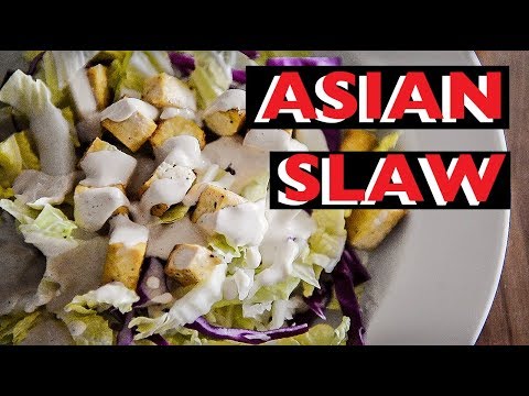 Asian slaw with roasted tofu and creamy sesame lime dressing, from the video