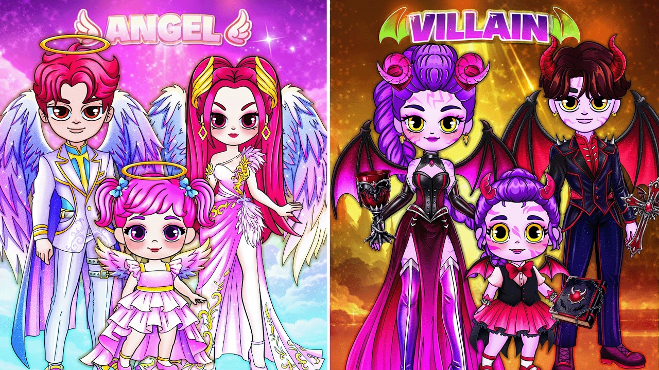Angel vs Villain😈: Disney Princess & K-Pop Demon Hunters Glow Up, Fashion Paper Dolls