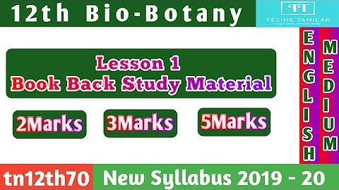 12th Bio-Botany Chapter 1 Book Back Study Material (English Medium)
