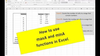 How to use maxA and minA functions in Microsoft Excel
