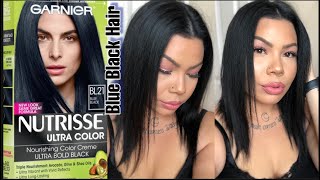 How I Get My 🖤SHINY JET BLACK🖤 Hair | Garnier Nutrisse Ultra Color Blue  Black - YouTube