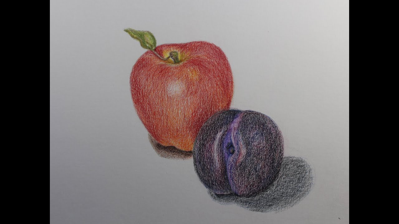 How to draw a fruits with colored pencils - YouTube
