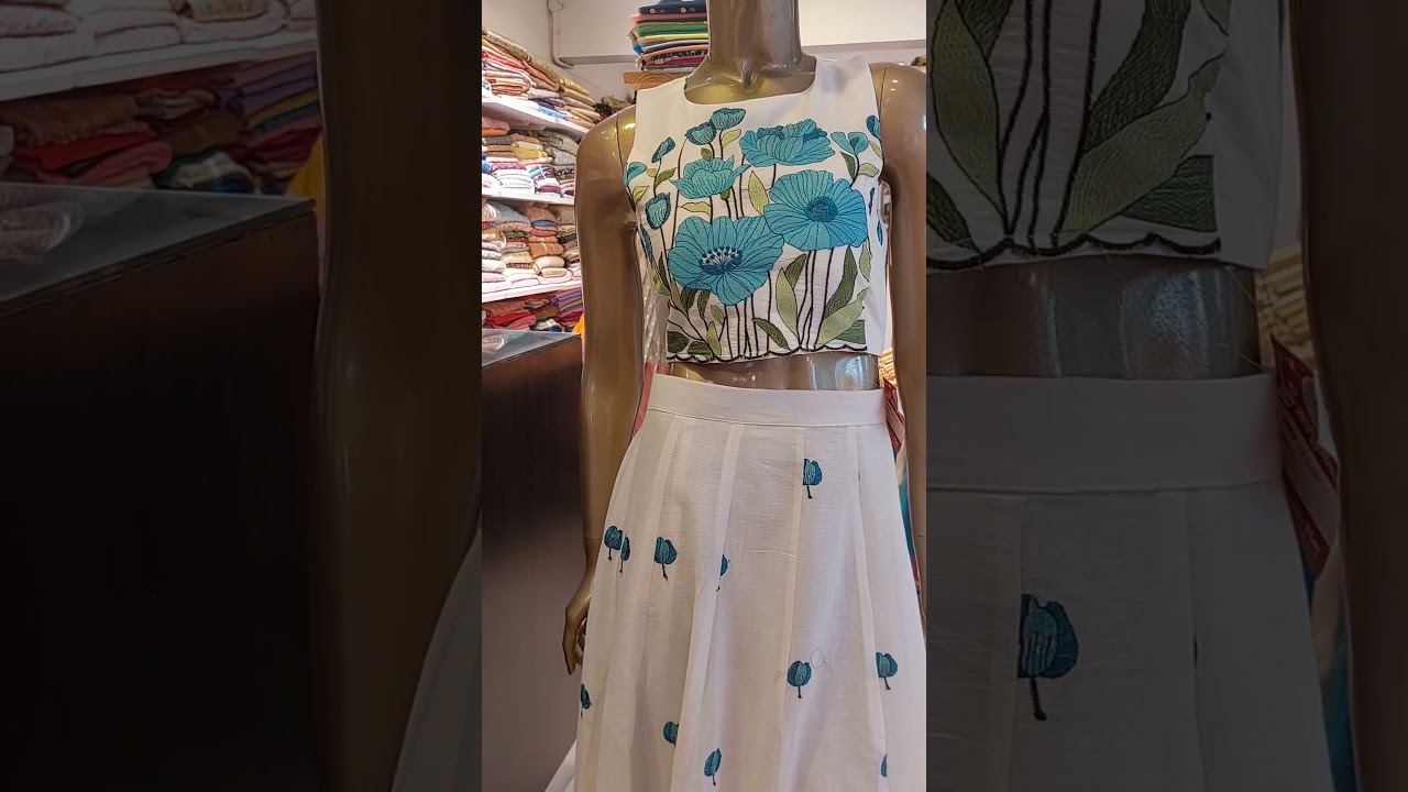 input sleeves floral indowestern dress...cotton...ofgwhite