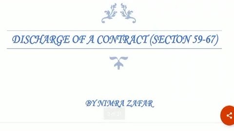 Discharge of contract section 58 to 67 part 1 - Contract Act 1872