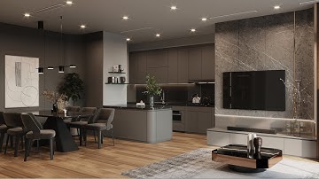 Tổng Hợp Mẫu Thiết Kế Phòng Khách Liền Bếp Hiện Đại Nhất 2024 | Byzan Interior Design