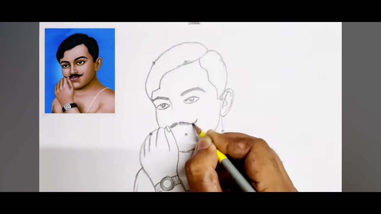 3 x 3 dots turns into chandra shekhar azad ka Drawing/Freedom fighter drawing 