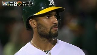 SEA@OAK: Semien finds the gap for a two-run triple