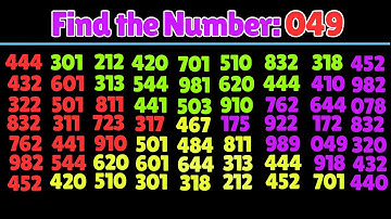 How Fast Can You Find the Number "049". Test your eyes. Focus your mind. Number Challenge
