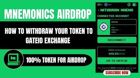 HOW TO WITHDRAW YOUR TOKEN TO GATEIO EXCHANGE | MNEMONICS AIRDROP