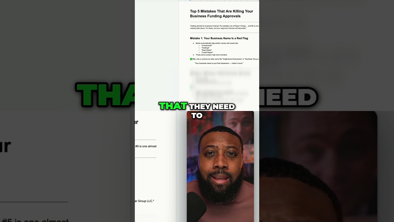 This One Mistake = No Business Funding