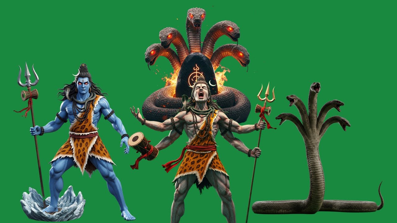 2025 AI-Driven Animation: Lord Shiva with Five-Headed Naag | Green Screen Animation