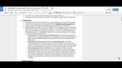 Science Fair Hypothesis and Prediction Instructions