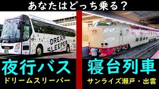 高級バスVS寝台列車【サンライズvsドリームスリーパー】比較