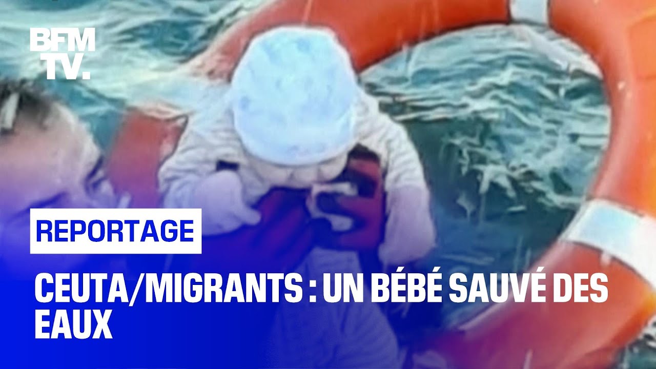 Ceuta Migrants Un Bebe Sauve Des Eaux Youtube