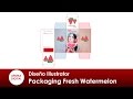 Illustrator 306 Packaging Fresh Watermelon con corte y plegado