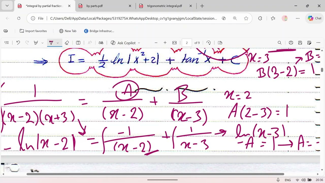 Calculus 2: Integration techniques: partial fractions, by parts, trigonometric powers