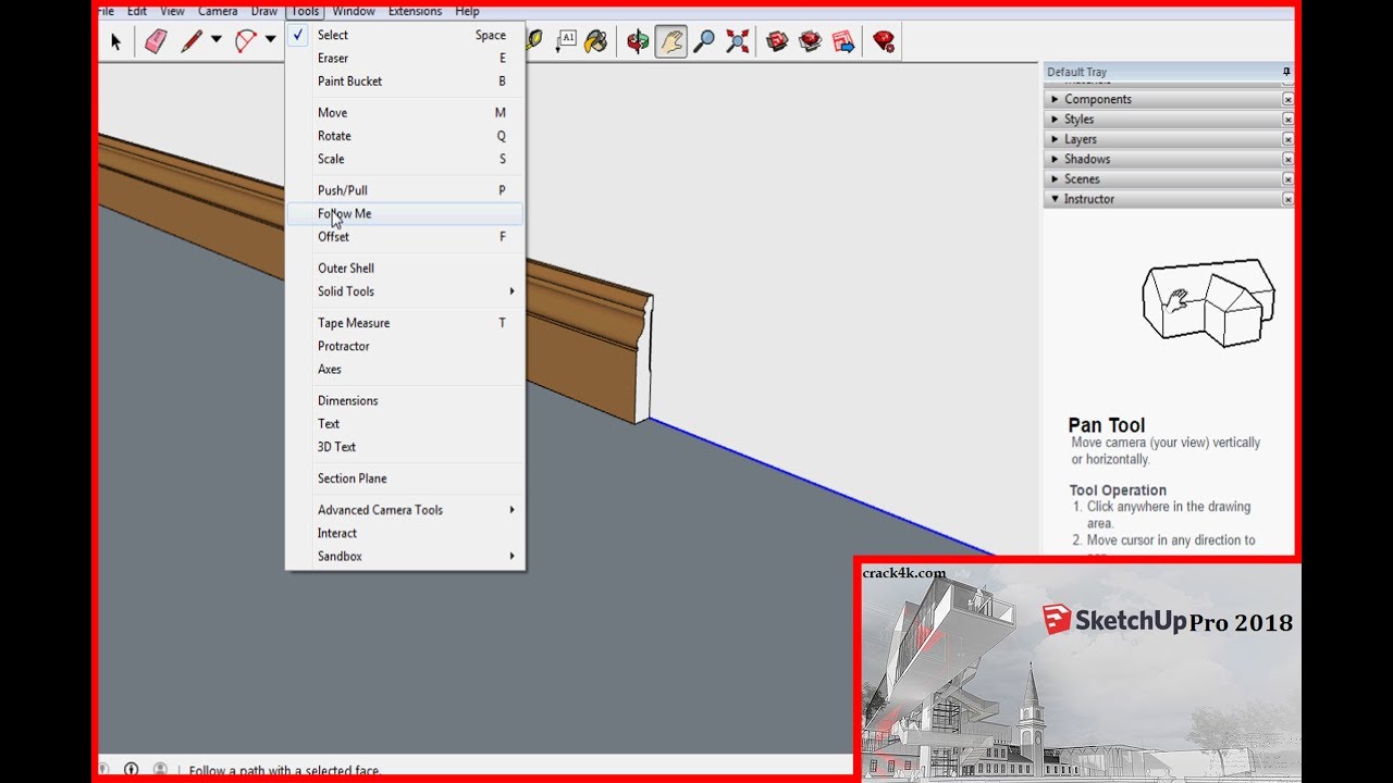 Sketchup 18 Follow Me Tool Easy Tip Youtube