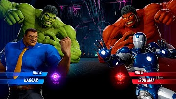 Hulk & Haggar vs Red Hulk & Iron Man (Very Hard) - Marvel vs Capcom | 4K UHD Gameplay