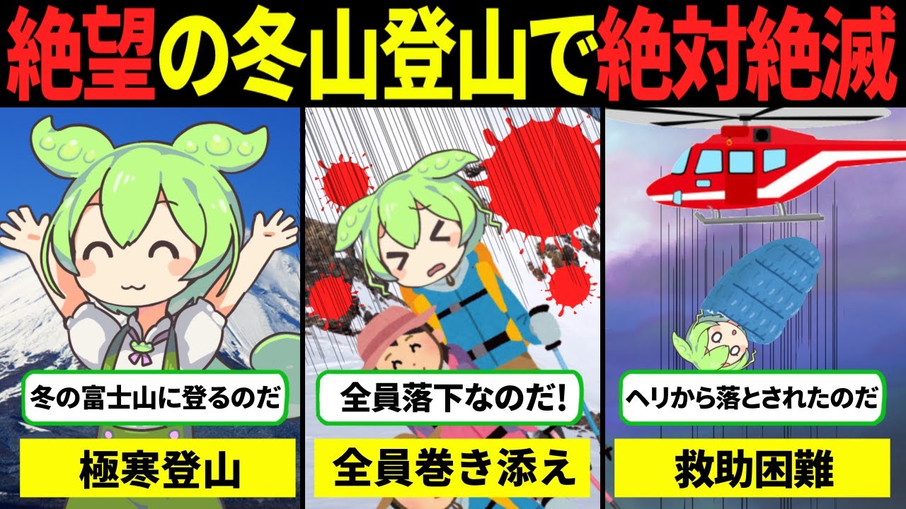【ずんだもん解説】真冬の富士山...滑落事故から奇跡の生還も救助ヘリから落下...【2013年 富士山救助遭難事故】
