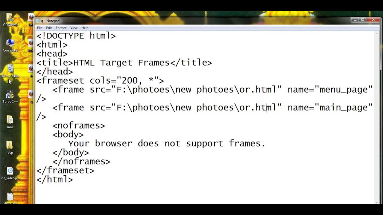 Html Frame s Name And Target Attributes Part 79 YouTube Html Frame s Name And Target Attributes Part 79 YouTube