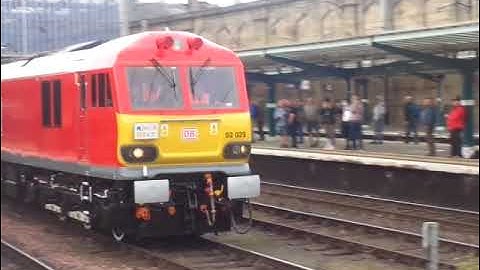 The Dual-Voltage Electric Locomotive is Class 92 DB Cargo UK No.92029 at Carlisle Citadel Station.