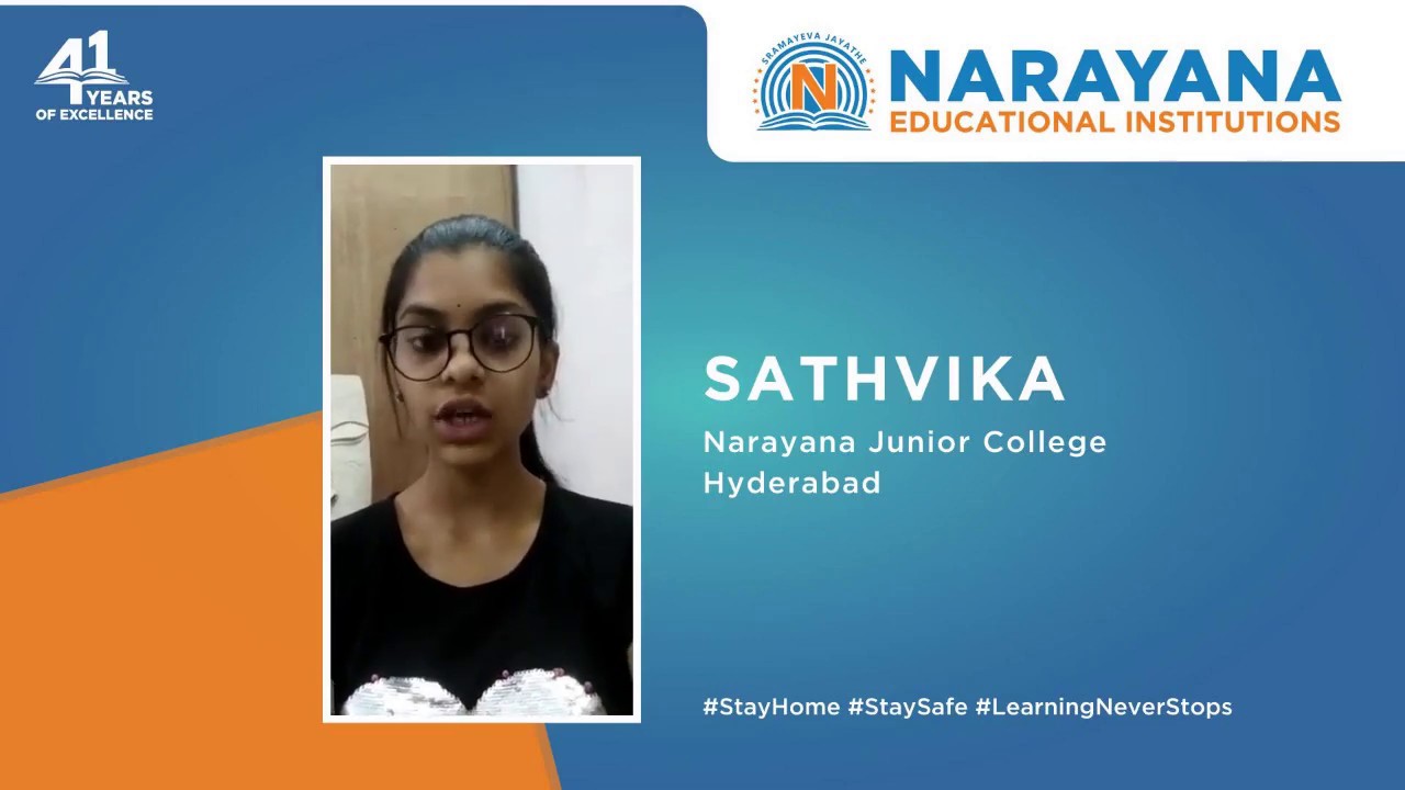 Narayana Junior College student Sathvika on her online learning