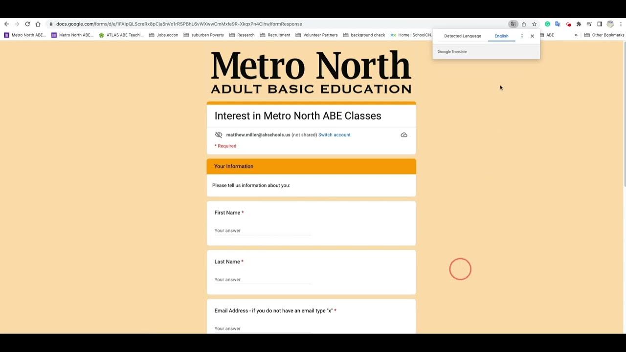 How to translate Google Form YouTube