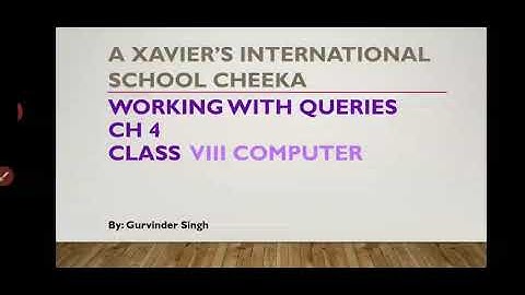 Working with Queries ch 4 of Computer class 8