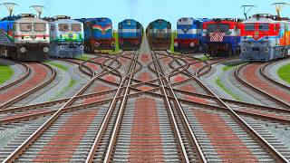 All Trains Crossing At Diamond Curved Railroad Tracks Risky Railroad Tracks || train simulator 