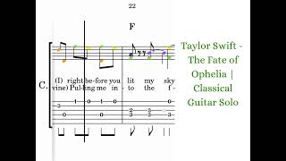 The Fate of Ophelia (Classical Guitar Solo Sheet Music Tab's + Mp3 Audio 🎵) - Taylor Swift