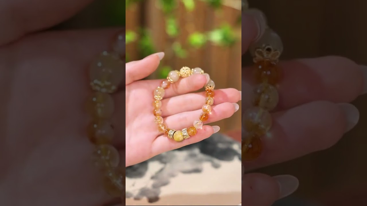 Golden Rutilated & Yellow Quartz Bracelet | Wealth & Positive Energy 